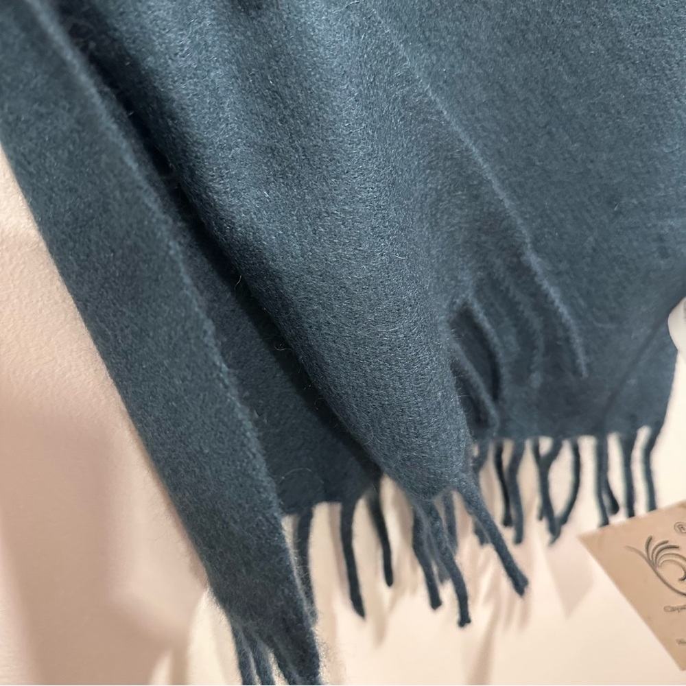 NWT Chyangra Pashmina 100% Pure 4-Ply Cashmere Scarf Handmade Nepal COA- CYAN - Picture 9 of 17